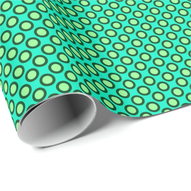 Polka-Punkte, Pfau und hellgrün Geschenkpapier (Rolleneckpunkt)