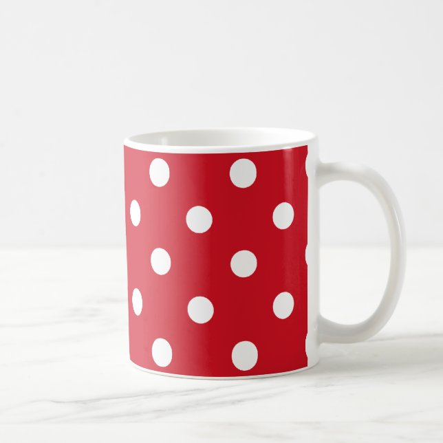 Polka-Punkte-Tasse in hellrot-weiß Tasse (Rechts)