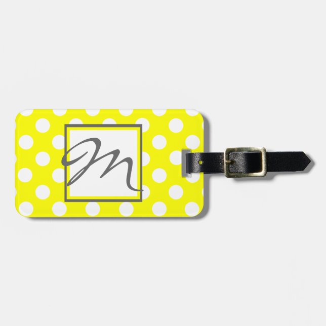 Polka-Punkte und Monogramm-Gepäckmarke Gepäckanhänger (Vorderseite horizontal)