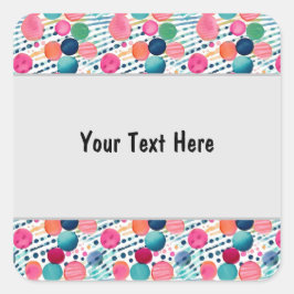 Polka - Punkte und Streifen 12 Quadratischer Aufkleber