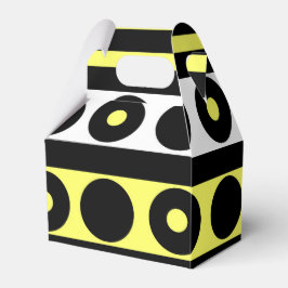 Polka-Punkte und Streifen, schwarz, gelb und weiß Geschenkschachtel