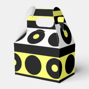 Polka-Punkte und Streifen, schwarz, gelb und weiß Geschenkschachtel