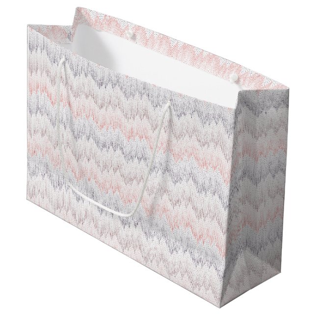 Polka punktiertes Bergspitze-Muster Große Geschenktüte (Vorderseite Schrägansicht)