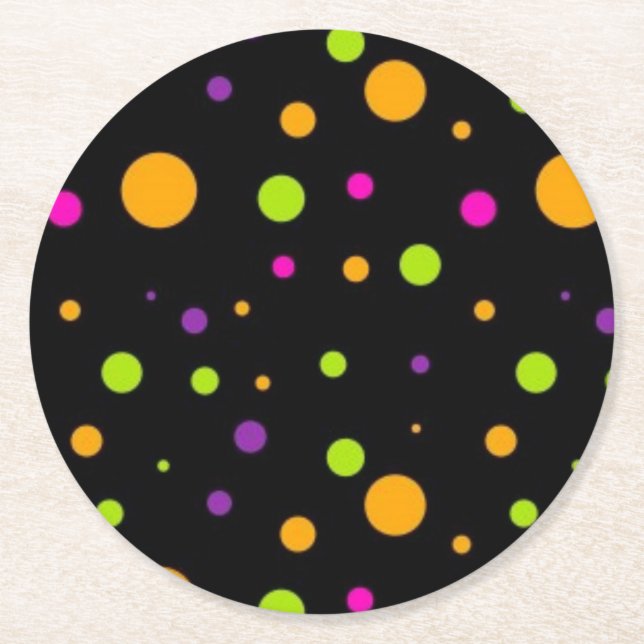 Polka-Punktmuster Runder Pappuntersetzer (Vorderseite)