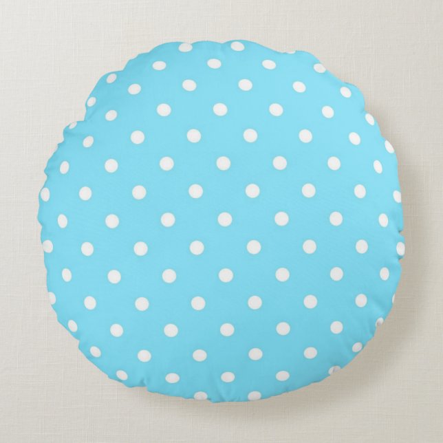 Polka-Punktmuster Rundes Kissen (Vorderseite)