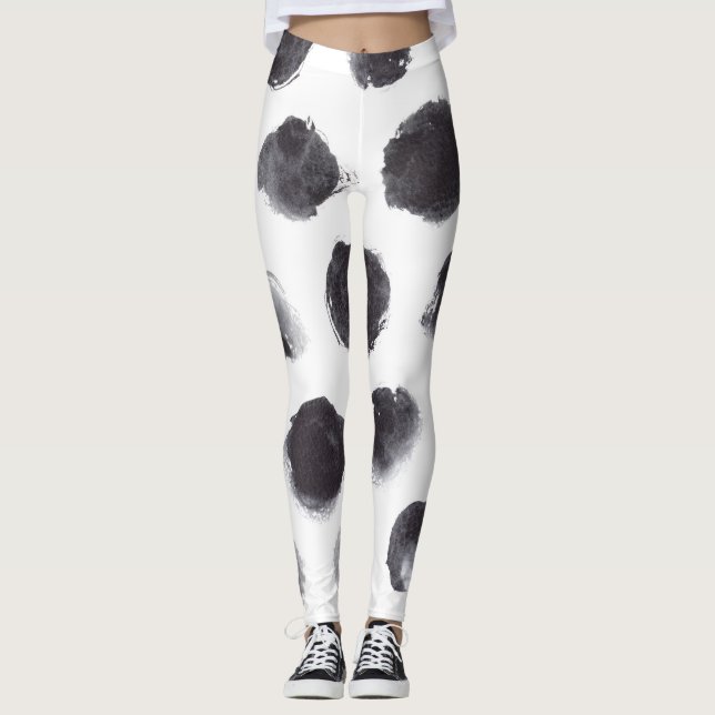 Polka Punktmuster: schwarz, grau. Leggings (Vorderseite)