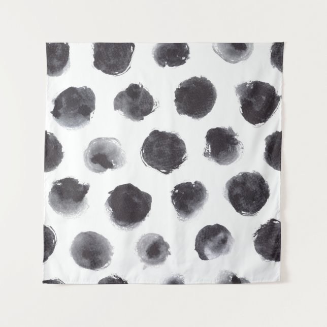 Polka Punktmuster: schwarz, grau. Wandteppich (Vorderseite)