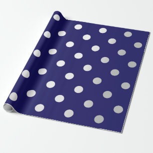 Polka Small Dots Blue Navy Saphir Silver Gray Geschenkpapier