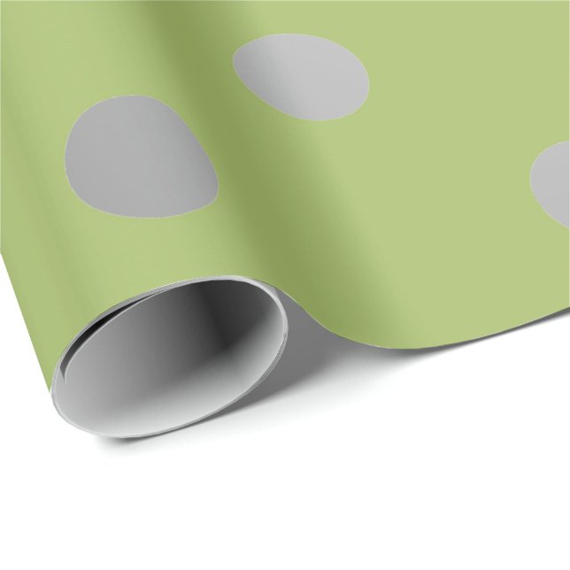 Polka Small Dots Greenly Green Pea Silver Gray Geschenkpapier (Rolleneckpunkt)