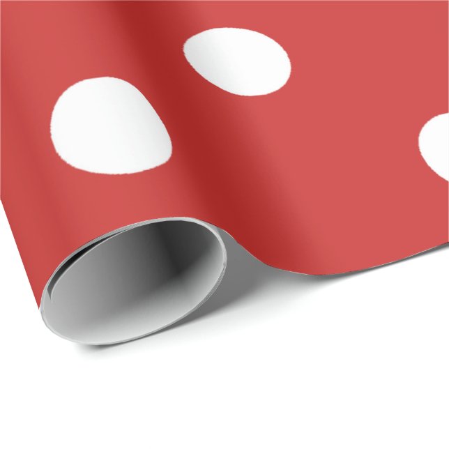 Polka Small Dots Ladybird Vivid Red Ruby White Geschenkpapier (Rolleneckpunkt)