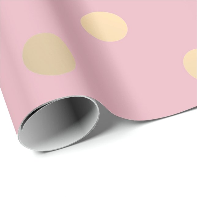 Polka Small Dots Pulver Pink Pastel Foxier Gold Geschenkpapier (Rolleneckpunkt)