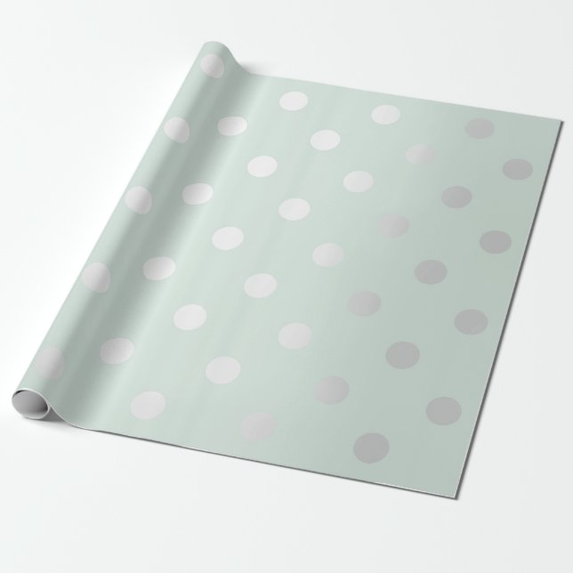Polka Small Dots Tiffany Aqua Mint Silver Gray Geschenkpapier (Ungerollt)