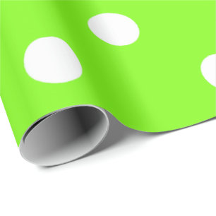 Polka Small White Dots Bright Vivid Lime Green Geschenkpapier