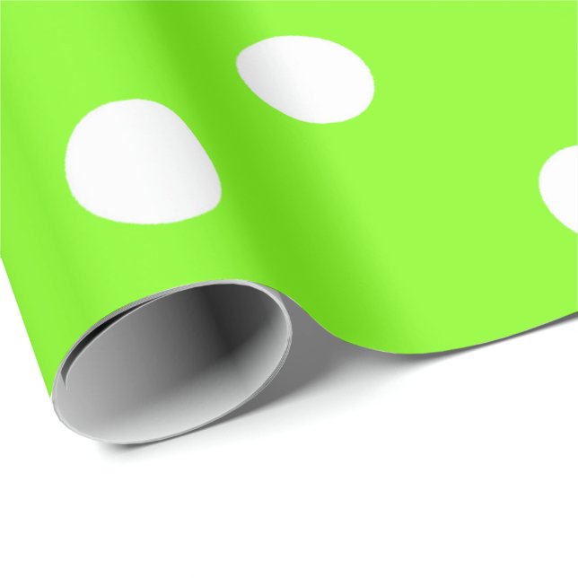 Polka Small White Dots Bright Vivid Lime Green Geschenkpapier (Rolleneckpunkt)