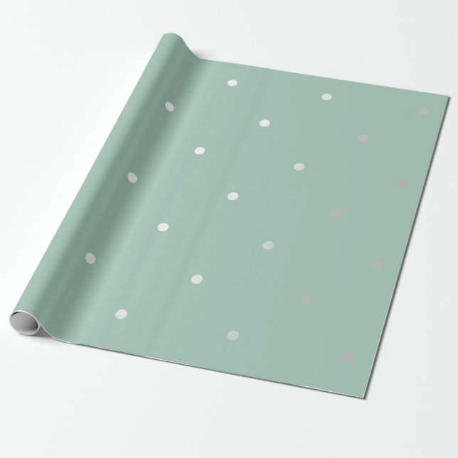 Polka Tiny Small Dots Gray Silver Mint Green VIP Geschenkpapier (Ungerollt)