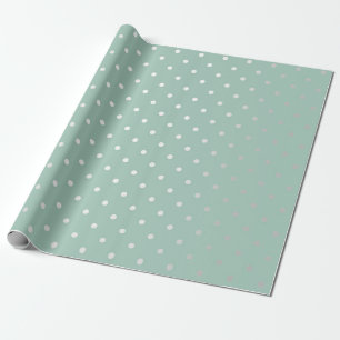 Polka Tiny Small Dots Silver Gray Mint Green Paste Geschenkpapier
