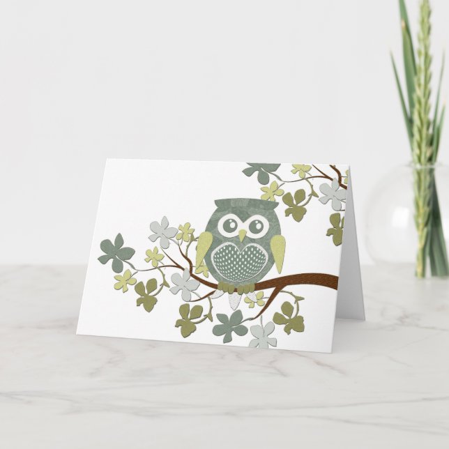 Polka Tree Owl Card Karte (Vorderseite)