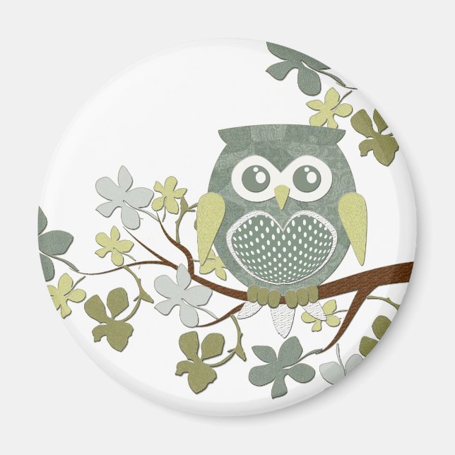 Polka Tree Owl Magnet (Vorne)