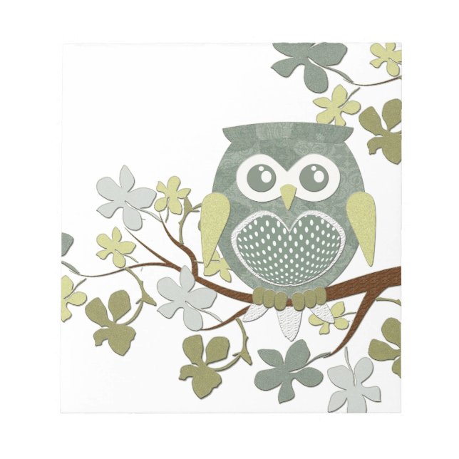 Polka Tree Owl Notepad Notizblock (Vorderseite)