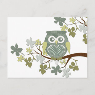 Polka Tree Owl Postcard Postkarte