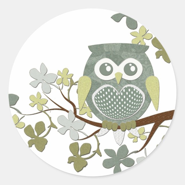 Polka Tree Owl Sticker (Vorderseite)
