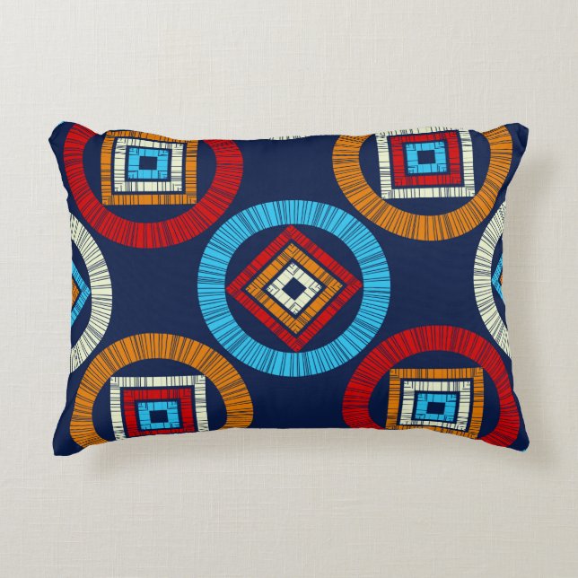 Polka weist ein nahtloses Muster auf. Mosaik ethni Dekokissen (Vorderseite)