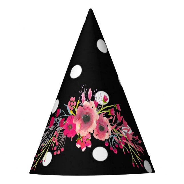 Polkapunkt-Glamours der Blumen moderne Mode des Partyhütchen (Vorderseite)