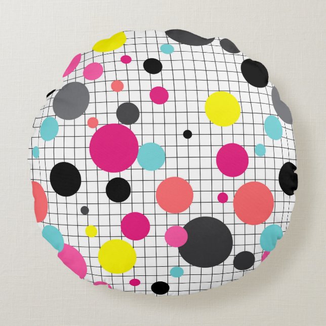 Pollka-Punkte Rundes Kissen (Vorderseite)