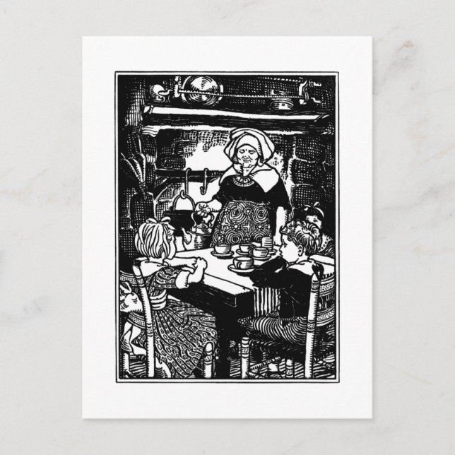 Polly legte den Kettle auf Kinderzimmer Rhyme Postkarte (Vorderseite)