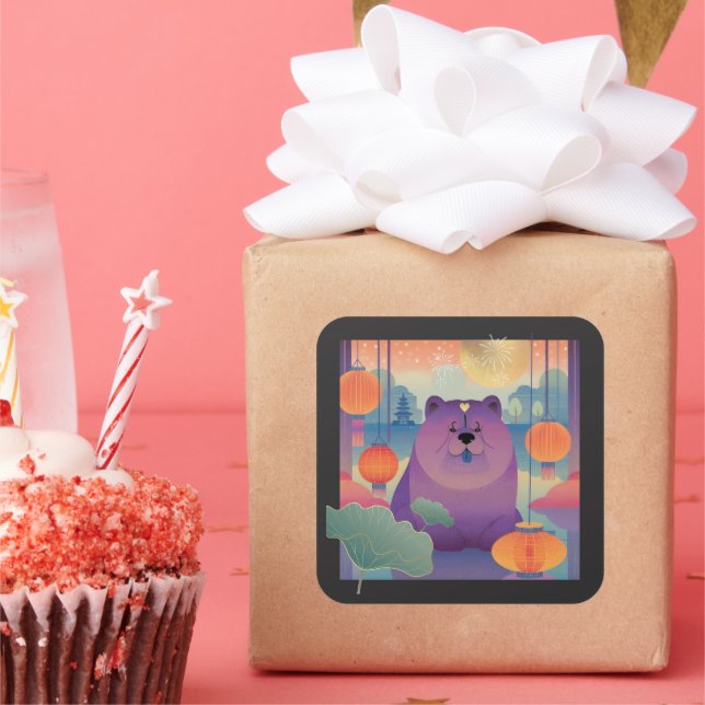 POLLY PLUM Chow dog Quadratischer Aufkleber (Party)