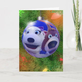Polly Polar Bear and Reggie Bulle Feiertagskarte