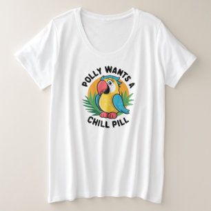 Polly Will Papageien-Design Große Größe T-Shirt