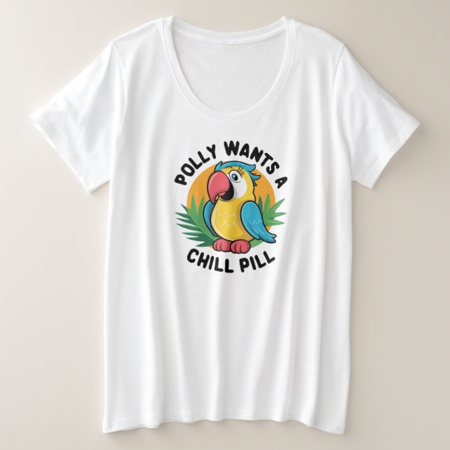 Polly Will Papageien-Design Große Größe T-Shirt (Design vorne)