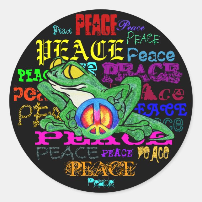Pollywog mit einem Friedenszeichen Runder Aufkleber (Vorderseite)