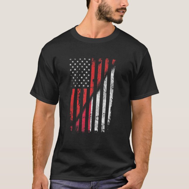 Polnisch American Flag Retro Style USA Polen Flagg T-Shirt (Vorderseite)