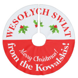 Polnisch-amerikanisch Wesolych Swiat Frohe Weihnac Polyester Weihnachtsbaumdecke