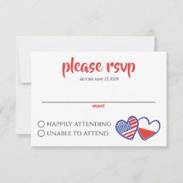 Polnisch-amerikanische Herzflags RSVP Karte