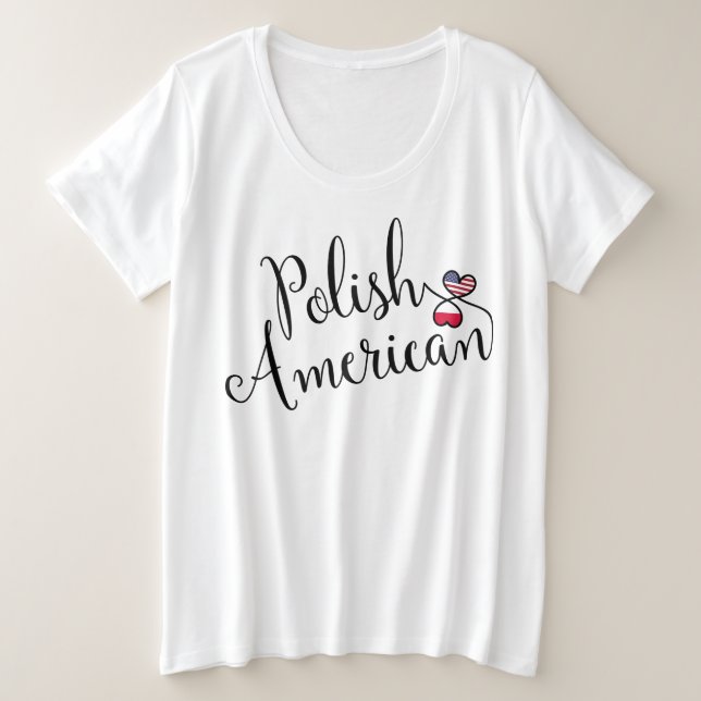 Polnisch Amerikanische Herzfrauen Große Größe T-Shirt (Design vorne)