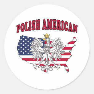 Polnisch-Amerikanische Karte Runder Aufkleber
