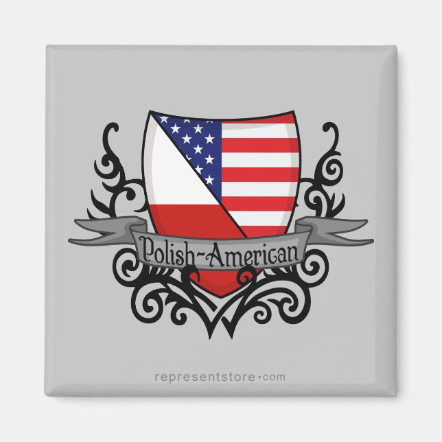 Polnisch-Amerikanische Schildflagge Magnet (Vorne)