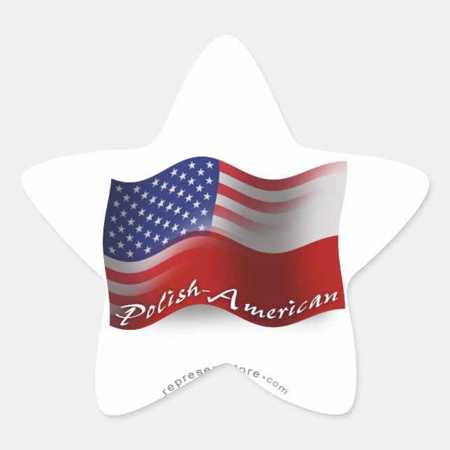 Polnisch-amerikanische Wave-Flagge Stern-Aufkleber (Vorderseite)