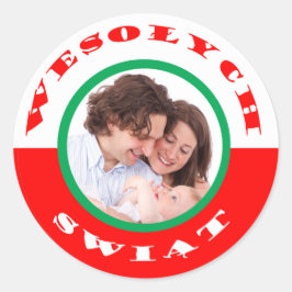 Polnisch-amerikanischer Weihnachtsaufkleber für da Runder Aufkleber