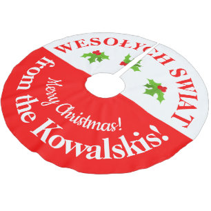 Polnisch-amerikanischer Wesolych Swiat Frohe Weihn Polyester Weihnachtsbaumdecke