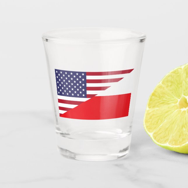 Polnisch-amerikanisches Flaggenglas Schnapsglas (Vorderseite)