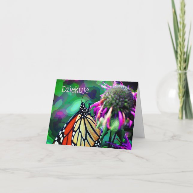 Polnisch Danke Butterfly Art Personalisiert Card (Vorderseite)
