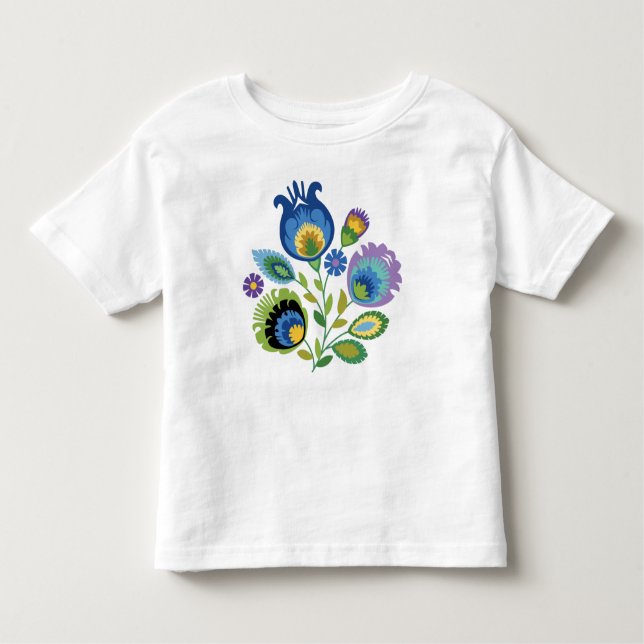 Polnisch floral Dark Blue Papercut Design Kleinkind T-shirt (Vorderseite)