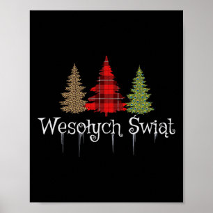 Polnisch frohe Weihnachten Wesolych Swiat Karierte Poster