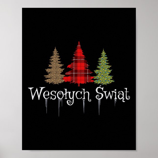 Polnisch frohe Weihnachten Wesolych Swiat Karierte Poster (Vorne)