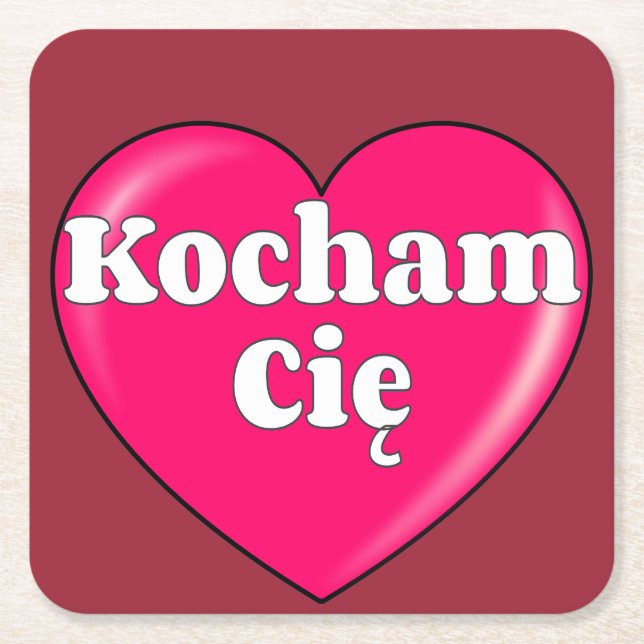 Polnisch - Ich Liebe Sie Rechteckiger Pappuntersetzer (Vorderseite)