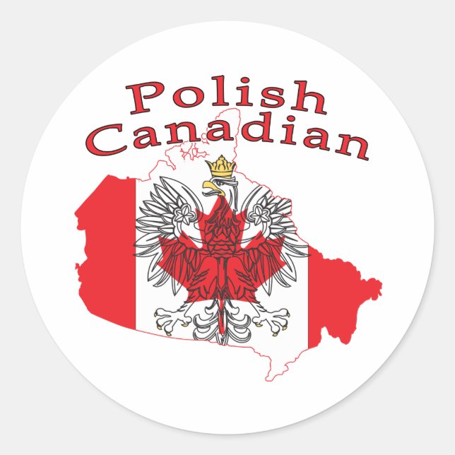 Polnisch-Kanadische Flaggenkarte Runder Aufkleber (Vorderseite)